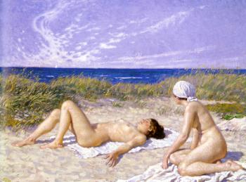 Paul Gustave Fischer : Fischer Paul Sunbathing In The Dunes